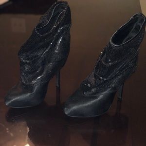 Sequin black heel boots